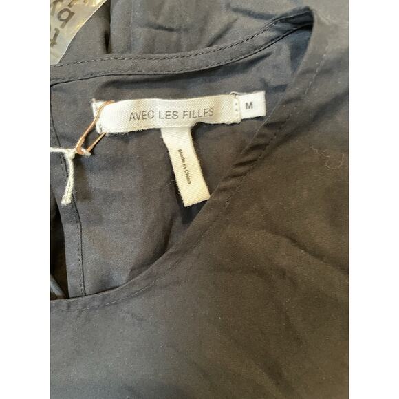 Avec Les Filles Black Long Sleeve Dress Bell Sleeve Oversized Sz Medium - Picture 3 of 8